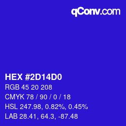 Color code: HEX #2D14D0 | qconv.com