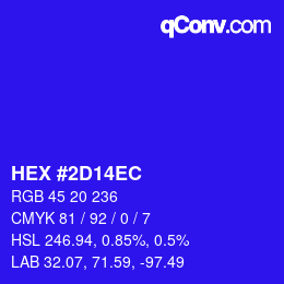 Color code: HEX #2D14EC | qconv.com