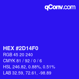 Color code: HEX #2D14F0 | qconv.com