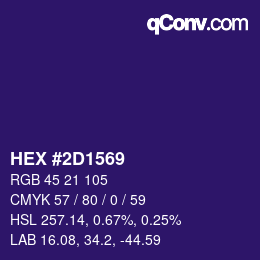 Color code: HEX #2D1569 | qconv.com