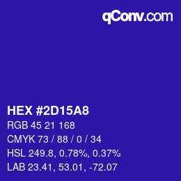Color code: HEX #2D15A8 | qconv.com