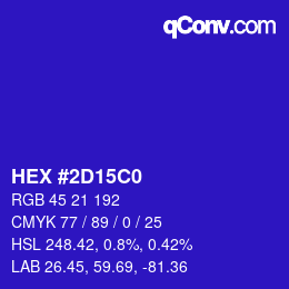 Color code: HEX #2D15C0 | qconv.com
