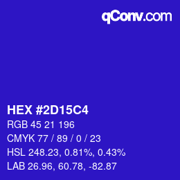 Color code: HEX #2D15C4 | qconv.com