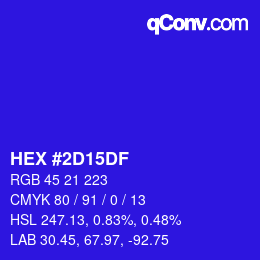 Color code: HEX #2D15DF | qconv.com