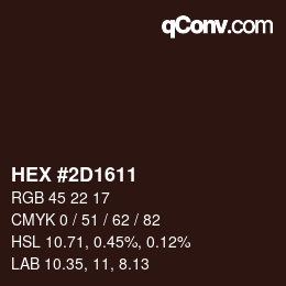 Color code: HEX #2D1611 | qconv.com