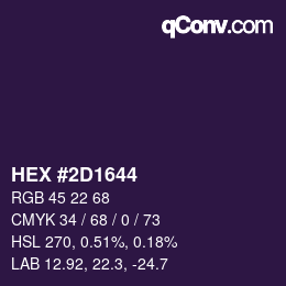 Color code: HEX #2D1644 | qconv.com