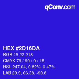 Color code: HEX #2D16DA | qconv.com