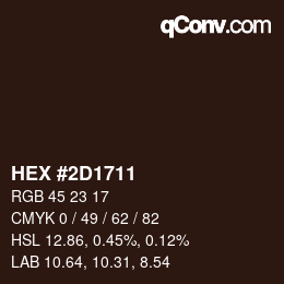 カラーコード: HEX #2D1711 | qconv.com