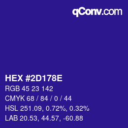 Color code: HEX #2D178E | qconv.com