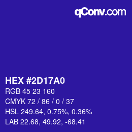 Color code: HEX #2D17A0 | qconv.com