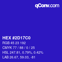 Color code: HEX #2D17C0 | qconv.com