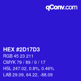 Color code: HEX #2D17D3 | qconv.com