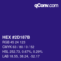 Color code: HEX #2D187B | qconv.com
