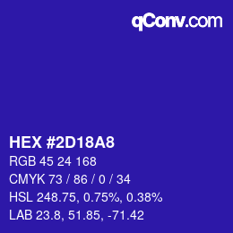 Color code: HEX #2D18A8 | qconv.com
