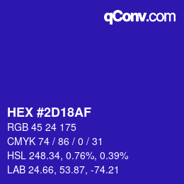 Color code: HEX #2D18AF | qconv.com