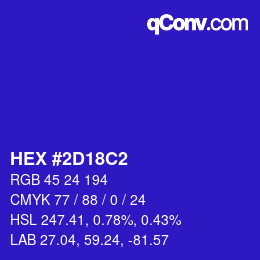 Color code: HEX #2D18C2 | qconv.com
