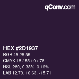 Color code: HEX #2D1937 | qconv.com