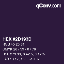 Color code: HEX #2D193D | qconv.com