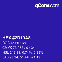 Color code: HEX #2D19A8 | qconv.com