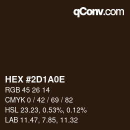 Color code: HEX #2D1A0E | qconv.com