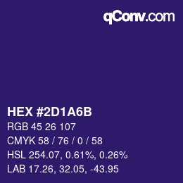 Color code: HEX #2D1A6B | qconv.com