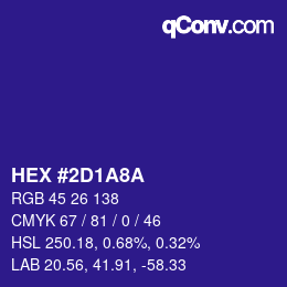 Color code: HEX #2D1A8A | qconv.com