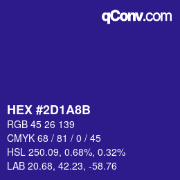 カラーコード: HEX #2D1A8B | qconv.com