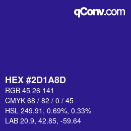 Color code: HEX #2D1A8D | qconv.com
