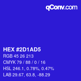 Color code: HEX #2D1AD5 | qconv.com
