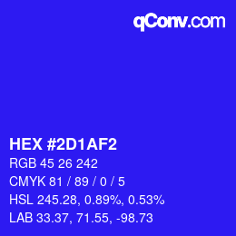 Color code: HEX #2D1AF2 | qconv.com