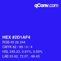 Color code: HEX #2D1AF4 | qconv.com