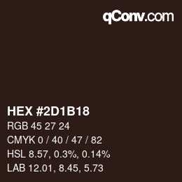 Color code: HEX #2D1B18 | qconv.com