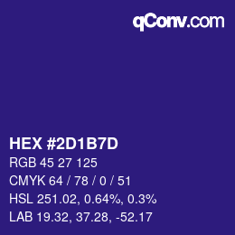 カラーコード: HEX #2D1B7D | qconv.com