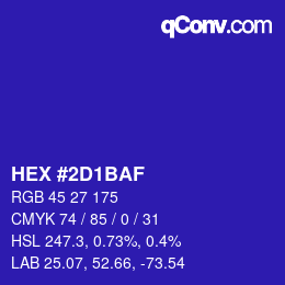 カラーコード: HEX #2D1BAF | qconv.com