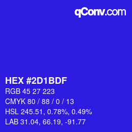 Color code: HEX #2D1BDF | qconv.com