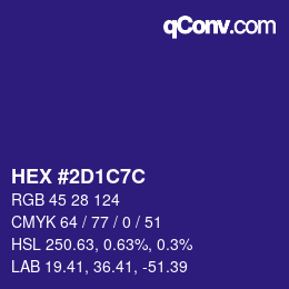 Color code: HEX #2D1C7C | qconv.com