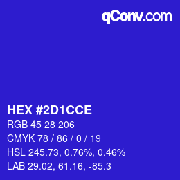 Color code: HEX #2D1CCE | qconv.com