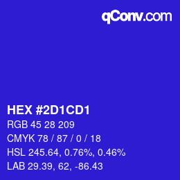 Color code: HEX #2D1CD1 | qconv.com
