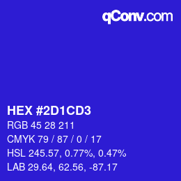 カラーコード: HEX #2D1CD3 | qconv.com