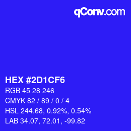 Color code: HEX #2D1CF6 | qconv.com