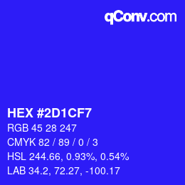 Color code: HEX #2D1CF7 | qconv.com