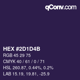 カラーコード: HEX #2D1D4B | qconv.com
