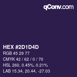 Color code: HEX #2D1D4D | qconv.com