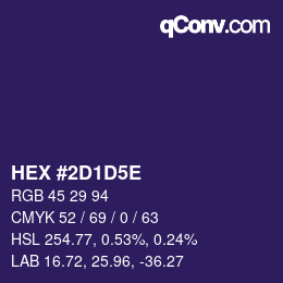 颜色代码: HEX #2D1D5E | qconv.com