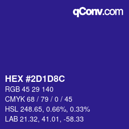 Color code: HEX #2D1D8C | qconv.com