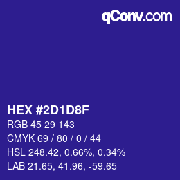 Color code: HEX #2D1D8F | qconv.com