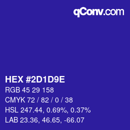 カラーコード: HEX #2D1D9E | qconv.com