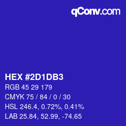 カラーコード: HEX #2D1DB3 | qconv.com
