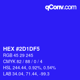 Color code: HEX #2D1DF5 | qconv.com