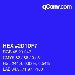 Color code: HEX #2D1DF7 | qconv.com
